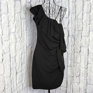 CAROLE LITTLE Black Ruffled Dressy Dress‎ Size 6